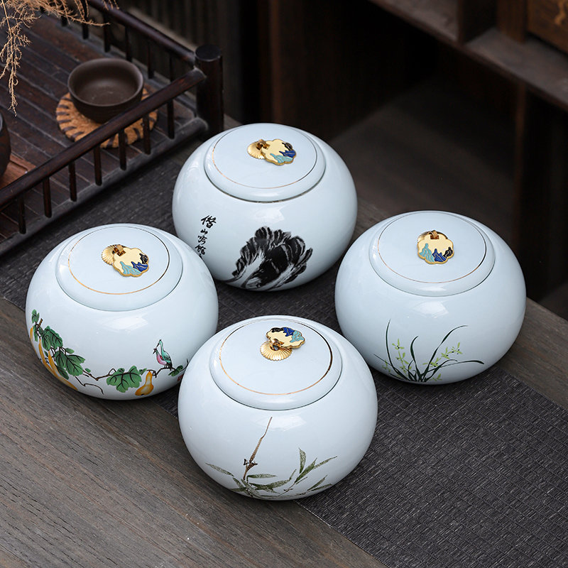 Coffee Bean And Tea Leaf - Niebiesko-zielona porcelanowa dóza na herbatę, okrągła
