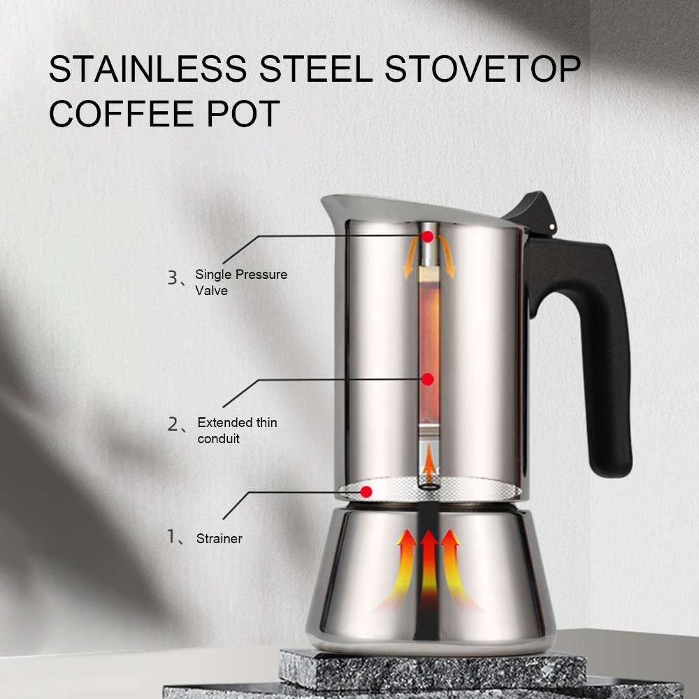 Moka Pot Stove - Kawiarka Moka ze Stali Nierdzewnej Duża