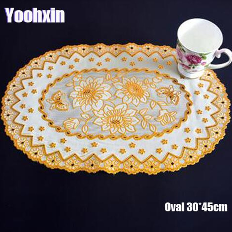 Coffee Tea Place - Gorące owalne koronki pcv złote plastikowe