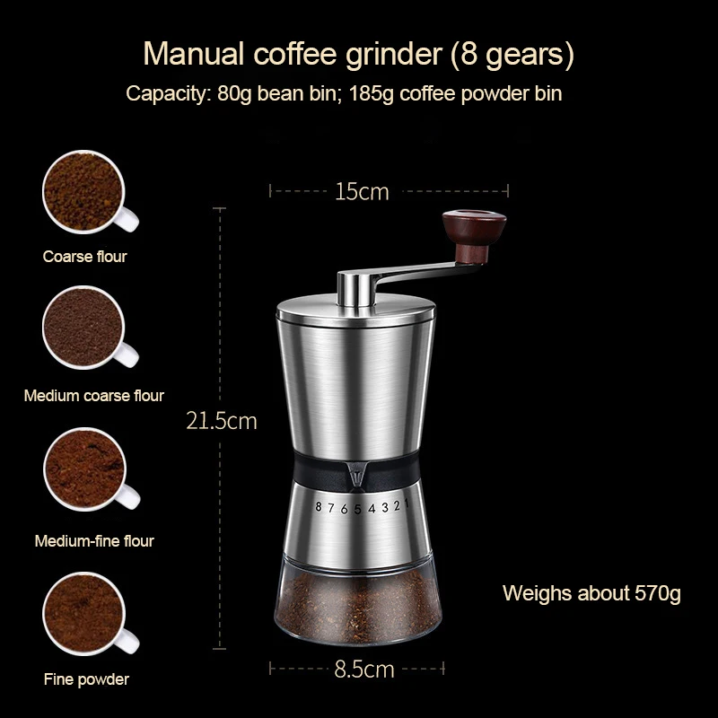 Ręczny młynek do kawy z 8 pozi – Burr Hand Grinder recenzja i cena