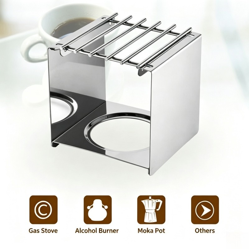 Stalowy kwadratowy stojak na k – Moka Pot Stove recenzja i cena